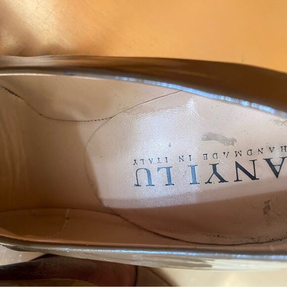 Anyi Lu | Made in Italy Leather Suede Taupe Burgundy Pumps Pristine Orig. $400+ - Picture 13 of 15